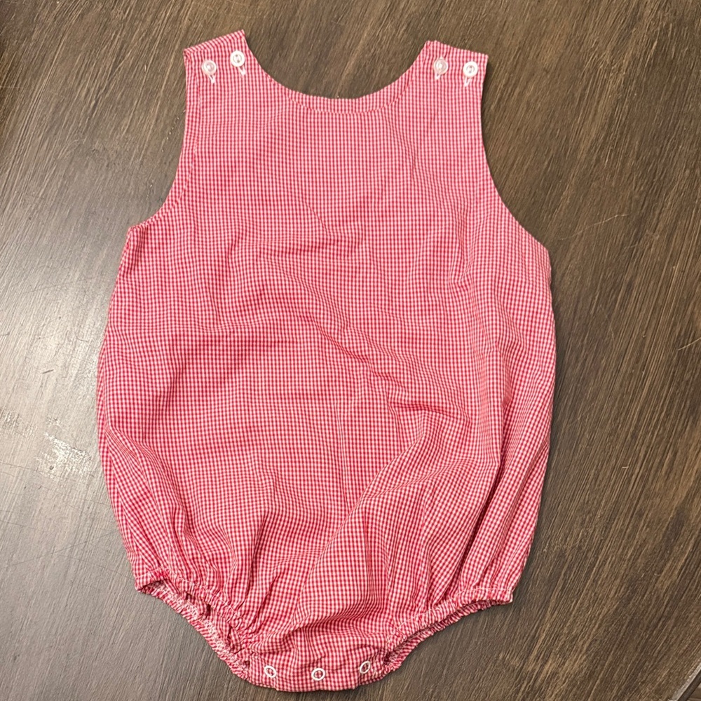 Classic Whimsy Red Gingham Baby Romper
